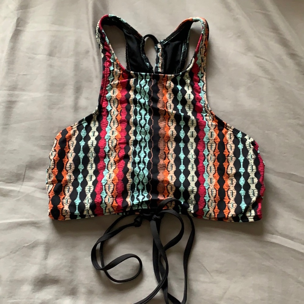 Colorful High-Neck Bikini Top
